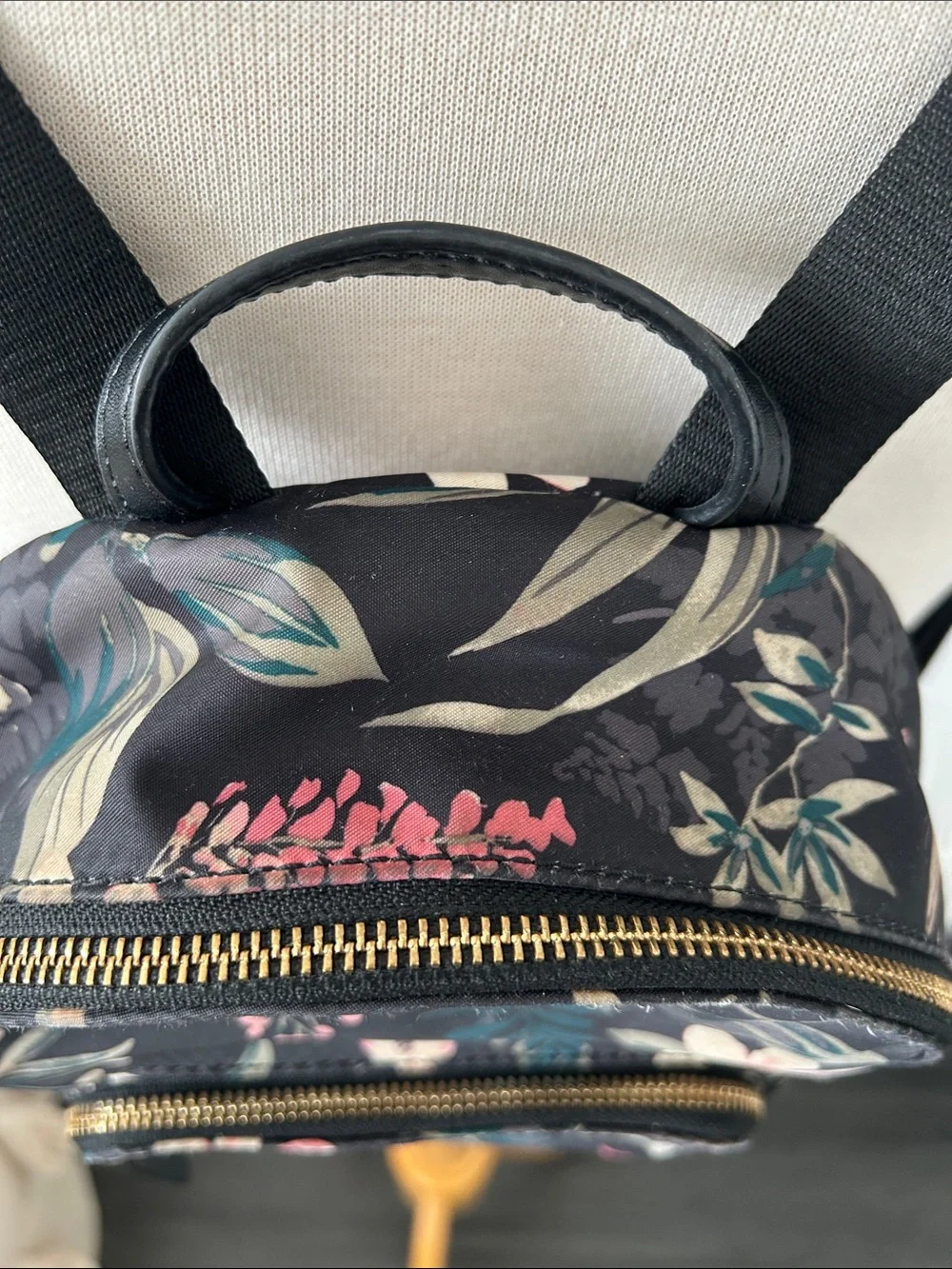 kate spade Black Floral Mini Backpack with Gold Hardware
